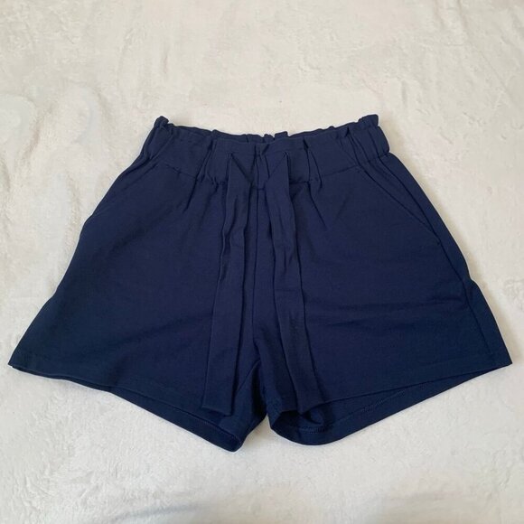 41 Hawthorn dark navy blue pull on elastic waist drawstring 4" stretch shorts - Picture 1 of 9